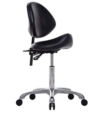Hydraulic Saddle Rolling Adjustable, Heavy-Duty (350 lbs) Stool Chair for Beauty Salon Massage Dental Clinic Home Office Use (Black) - color: Black