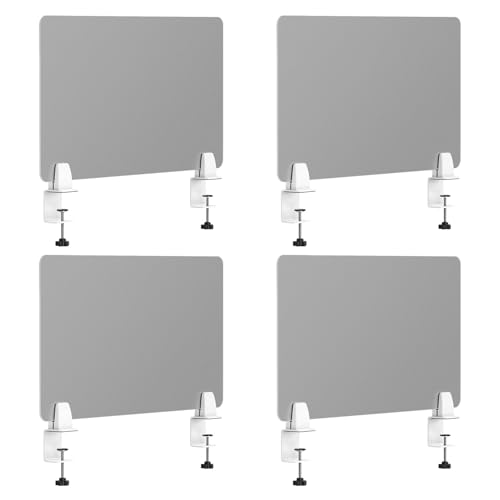 Desk Divider 4 Pcs Desk Privacy Panel 23.6''L x 15.8W'' Office Partitions Grey Acrylic Panel Pack of 4 Desk Divider Partition with Adjustable Universal Base - size: 23.6''L x 15.8W''