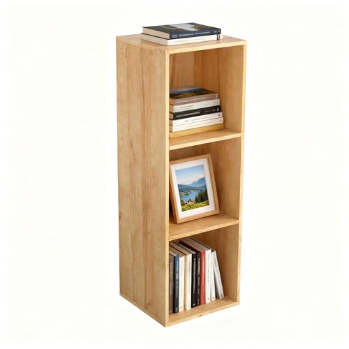 3 Cube Storage Organizer,Cube Shelf，3 Tier Cube Low Bookcase Freestanding Storage Display Organizer, Three-Cubes Open Shelf Bookshelf for Home Office (Oak, 3-Cube) - color: Oak, size: 3-Cube