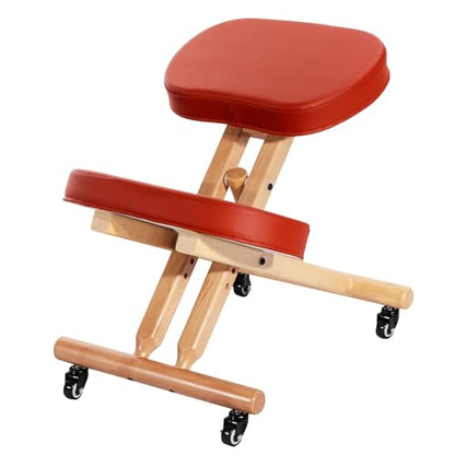 Massage Ergonomic Kneeling Chair, Adjustable Height Posture Stool for Home and Office - Neck and Back Pain Relieving | Spine Tension Relief- Thick Comfortable Cushions (Cinnamon) - color: Cinnamon