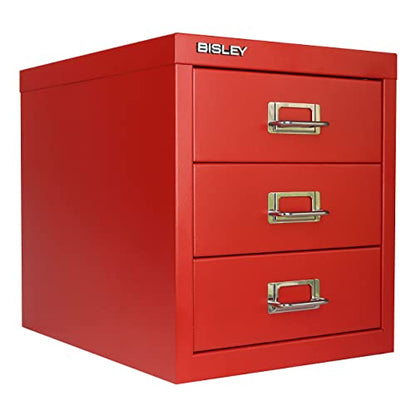 Bisley 3-Drawer Steel MultiDrawer Cabinet - Cardinal Red - color: Cardinal Red, size: 3 Drawer