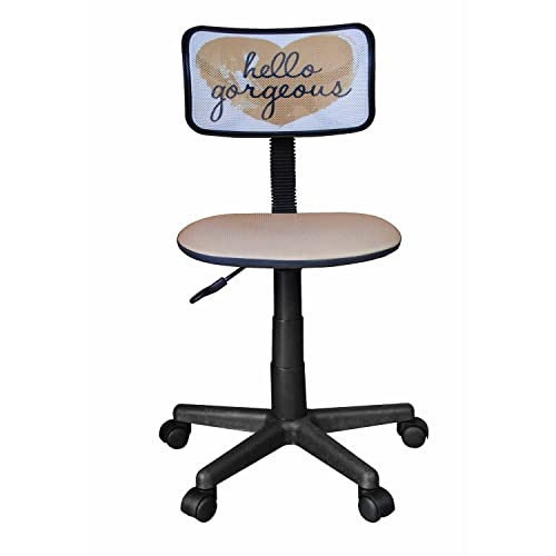 Urban Lifestyle Printed Swivel Mesh Chair, Hello Gorgeous 23D x 12W x 35H in - color: Hello Gorgeous Logo