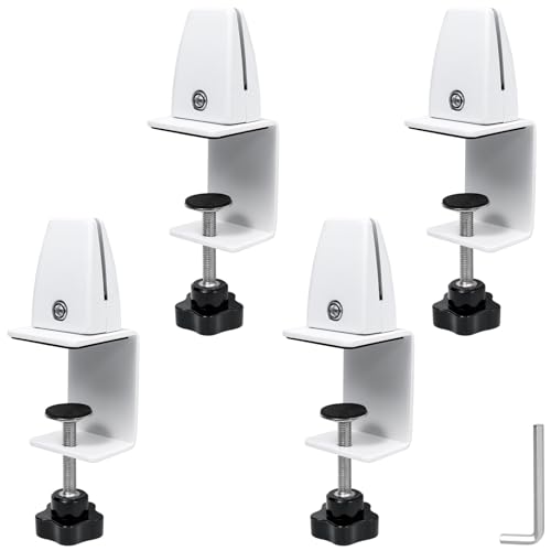 4-Pack Sneeze Guard Clamps for 1/8"" to 1"" Thick Panels, Adjustable Desk Partition Clips, Easy-to-Install Desk Privacy Panel Clips (white) - color: White
