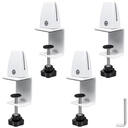 4-Pack Sneeze Guard Clamps for 1/8"" to 1"" Thick Panels, Adjustable Desk Partition Clips, Easy-to-Install Desk Privacy Panel Clips (white) - color: White