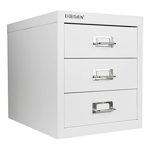 Bisley 3-Drawer Steel MultiDrawer Cabinet - Traffic White - color: Traffic White, size: 3 Drawer