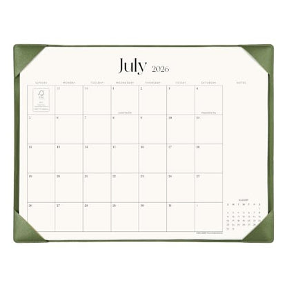 Simplified Desk Calendar 2026 with Desktop Mat, Cabbrix Large Desk Pad Calendar 21" x 16-1/2" Including January 2026 to June 2027, Desk Blotter Calendar for Home School and Office (Mint Green) - color: Mint Green