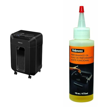 Fellowes AutoMax 100MA 100-Sheet Micro-Cut Autofeed 2-in-1 Paper Shredder for Office/Small Office & Powershred Performance Shredder Oil, 16 oz. Extended Nozzle Bottle (3525010)