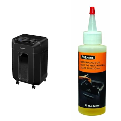Fellowes AutoMax 100MA 100-Sheet Micro-Cut Autofeed 2-in-1 Paper Shredder for Office/Small Office & Powershred Performance Shredder Oil, 16 oz. Extended Nozzle Bottle (3525010)