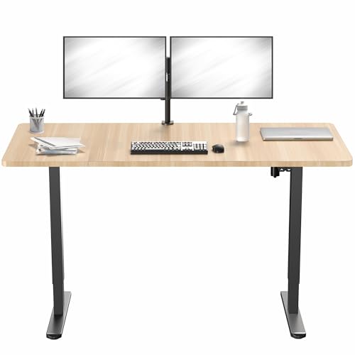 VIVO Light Wood 60 x 30 in Standing Desk, DESK-KIT-0B6C - color: Light Wood Top / Black Frame, size: 60 x 30 inch