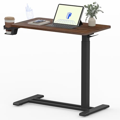 FLEXISPOT 28" Mobile Standing Desk Pneumatic Lift Computer Workstations | Computer workstation desk with hidden wheels,Laptop Rolling Cart for home office and small spaces.27.6"W x 15.7"D,Mahogany - color: Mahogany, size: 28x16