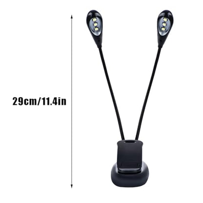 Joyzan Music Stand Light, Clip on LED Book Lights Dual Arm Reading Lamp | Rechargeable Eye Cared 360°Flexible Gooseneck Clamp Light Battery Operated for Bed Bookworms Piano Player Travel Orchestra - size: 6 beads