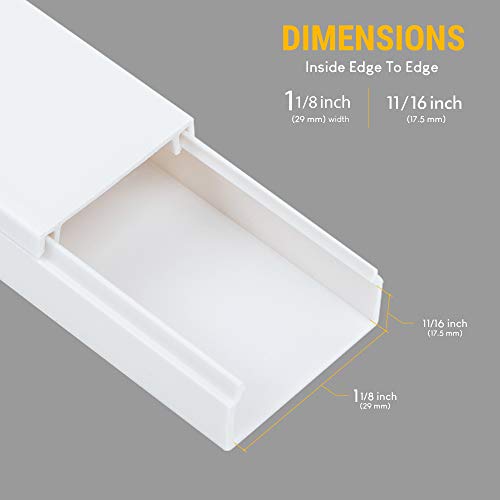 Simple Cord Organizer, 150in Cable Management Under Desk - Easy to Install Screws or Adhesive Mount Cord Covers for Wires on Wall, Desk and Home Office, Wall Cable Organizer (White)