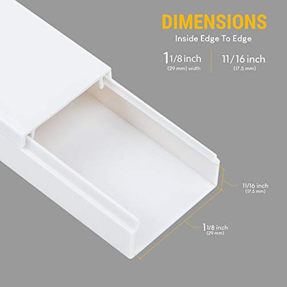 Simple Cord Organizer, 150in Cable Management Under Desk - Easy to Install Screws or Adhesive Mount Cord Covers for Wires on Wall, Desk and Home Office, Wall Cable Organizer (White)