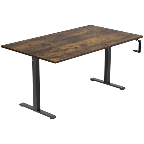 Mount-It! Hand Crank Standing Desk, 55" One-Piece Oak Top, 132 lbs - color: Oak