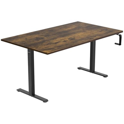 Mount-It! Hand Crank Standing Desk, 55" One-Piece Oak Top, 132 lbs - color: Oak
