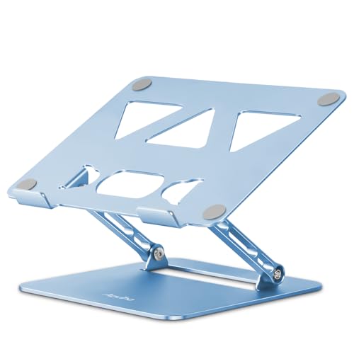 Aoviho Adjustable Laptop Stand for Desk,Portable Laptop Stand Holder and Riser,Foldable Aluminum Notebook Computer Stands for MacBook Air Pro HP Lenovo Dell Samsung Chromebook, 10-15.6 inch, Sky Blue - color: Sky Blue