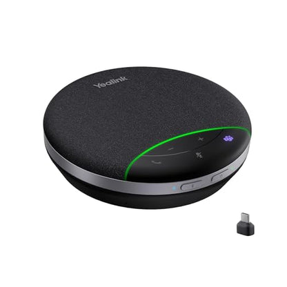Yealink SP92 Bluetooth Speaker and Microphone with Dongle, Conference Speakerphone for Teams, 13ft 360 Omni Pickup, Full-Duplex Mic, AI Noise Reduction, 20H Call Time, USB C/A - color: Black- SP92 with Dongle