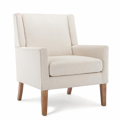 Living Room Chair, Wingback Mid-Century Accent Chair – Comfy Single Sofa with Solid Wood Legs & Velvet-Like Fabric, Oversized Armchair for Living Room/Bedroom/Reading Nook&Lounge