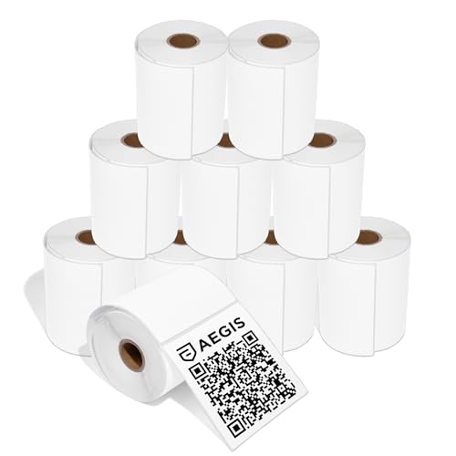 4" X 4” Direct Thermal Labels (3500 Count, 10 Rolls) Perforated | Postage Shipping Labels, UPC Barcode Stickers for Inventory - Compatible With Zebra and Rollo Printers - Aegis Adhesives - size: 4" X 4"