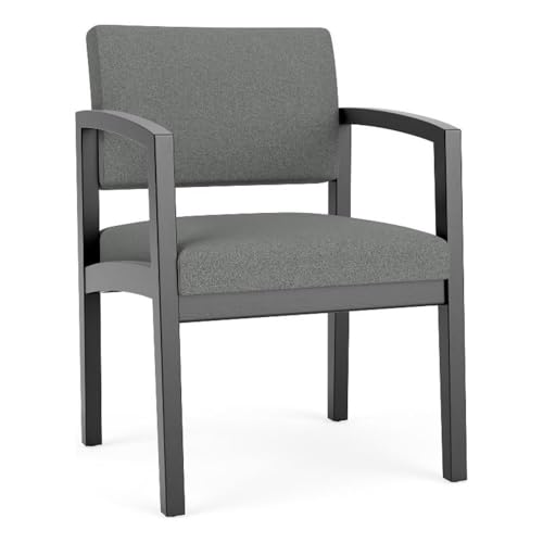Lenox Wood Reception Waiting Room Guest Chair/Black Wood/Light Gray - color: Grey
