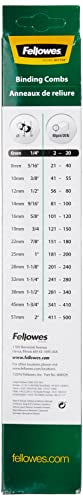 Fellowes A4 6 mm Plastic Binding Combs for Comb Binding Machine, Binds 2 to 20 Pages, Black, Pack of 26 - color: Black, size: 6mm