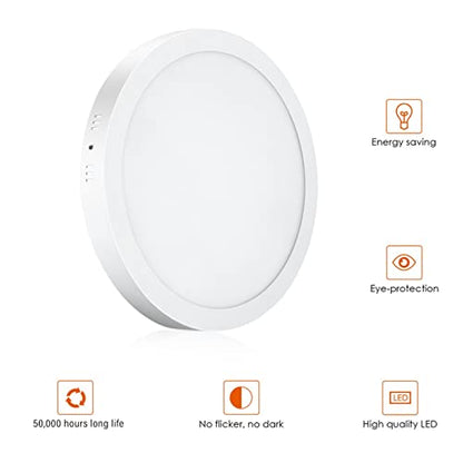 Round LED Flat Panel Light 24W, Thin Drop Ceiling Lights 6500K Cold White Surface Mount Ceiling Fixture AC 110-120V Shop Commercial Bay Lighting for Hotel Office School