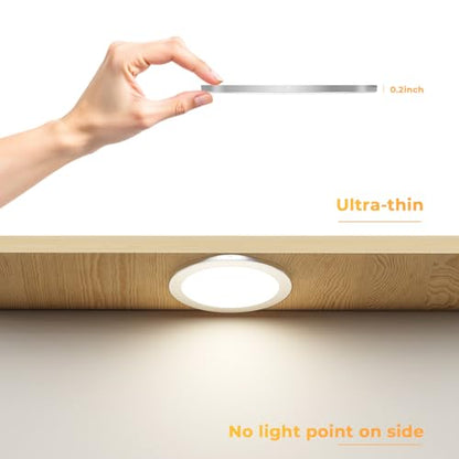 VST Under Cabinet Mini Panel Lighting 3.94inch 12V 2.5W(Total 15W) with Wireless Dimmer Switch, Surface Mount Puck Light for Kitchen Van Truck Car Galley Downlight 6Pack(Round 2700K-6500K) - color: 6 Pack Silver CCT