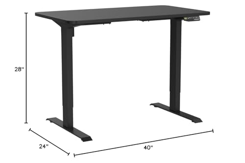 FLEXISPOT EN2 40"x24" Standing Desk with Power Strip Bundle, Black | One-Piece Desktop, Easy-Access Clamp Power Strip Bundle, Organized Cable Management, Modern Home Office Setup - color: Black Frame + Black Top, size: 40x24