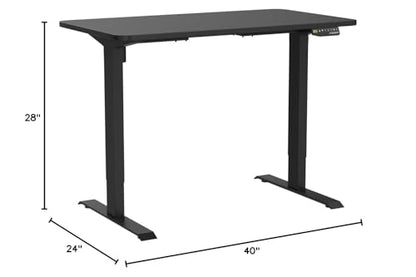 FLEXISPOT EN2 40"x24" Standing Desk with Power Strip Bundle, Black | One-Piece Desktop, Easy-Access Clamp Power Strip Bundle, Organized Cable Management, Modern Home Office Setup - color: Black Frame + Black Top, size: 40x24