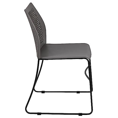 Flash Furniture Hercules Stack Chair with Air-Vent Back, Gray | Sled Base, Powder Coated, 661 LBS. Weight Capacity - color: Grey, size: Set of 1