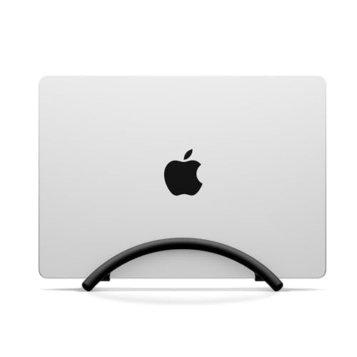Twelve South BookArc Flex Vertical Laptop Stand – Space-Saving MacBook Stand, Adjustable Holder for Desk, Single Slot Dock for Monitor Display, Non-Slip, Upright Storage, Black - color: Black, size: BookArc Flex, style: BookArc Flex