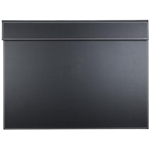 KINGFOM Ultra-Smooth PU Leather Desk Pad & Mat Office Desk Drawing & Writing Board A3/ A4 File Paper Clip Table Protector Mat on Top Large 24''x18'' (Black) - color: Black-a005