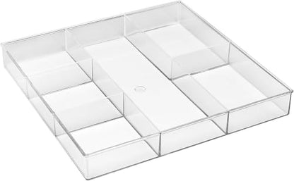 Whitmor Clear 6-Section Drawer Organizer | For Makeup & Accessories | Sturdy Resin | 11.9 x 11.9 x 1.7 Inches | Pack of 6 - size: 6-Section Pack of 6
