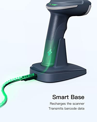 Inateck QR Barcode Scanner, 2D Wireless Barcode Scanner, 3 in 1 Barcode Reader, Screen Scanning, BCST-54 Blue - color: Blue-BCST54, size: With Smart Base