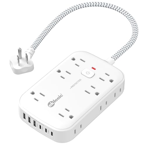 1FT Flat Multi Plug Extender 12 AC Outlets with 6 USB Wall Charger(3 USB C) - size: 1 FT, style: 12AC+3U3C