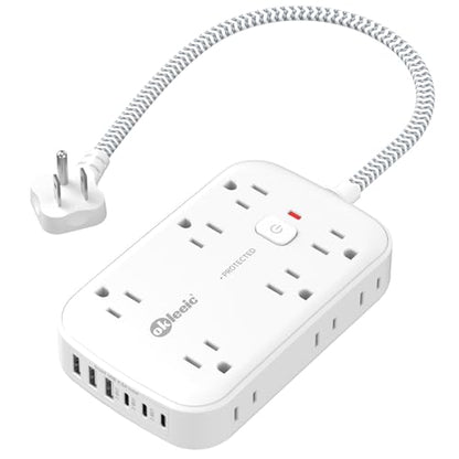 1FT Flat Multi Plug Extender 12 AC Outlets with 6 USB Wall Charger(3 USB C) - size: 1 FT, style: 12AC+3U3C