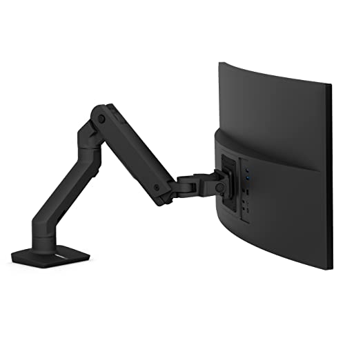 Ergotron – HX Premium Heavy Duty Monitor Arm, Single Monitor VESA Desk Mount – for Flat or Slight Curved Ultrawide Monitors Up to 49 inches, 20 to 42 lbs – Standard Pivot, Matte Black - color: Matte Black, size: Standard Pivot
