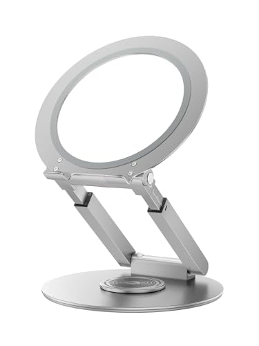 Telescopic Laptop Stand with 360° Rotation, Adjustable Height & Tilt Swivel Laptop Riser, Ergonomic Standing Desk Converter for 10-17" MacBook Pro/Air, Dell, HP – Supports up to 22lbs (Silver) - color: Silver