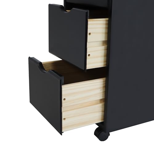 Jela-USA Solid Pine Wood 8 Drawer Rolling Cart, Black - color: Black, style: unspecified