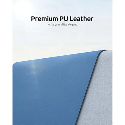 Desk Pad, Leather Non-Slip Laptop Computer Desk Keyboard Mat, Table Protector Blotter Mat, Large Mouse Pad (24" x 12")-Blue - color: Blue