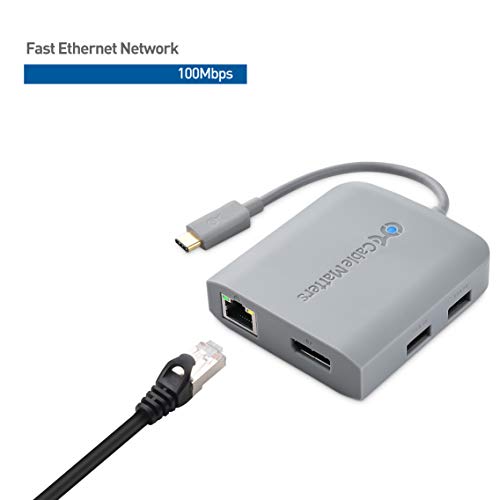 Cable Matters USB C Hub DisplayPort, 4K@60Hz, 60W Host Charging, Gray | 100Mbps Ethernet, 2x USB, Compatible with Thunderbolt 4/Thunderbolt 3 Ports, MacBook Pro - color: Gray