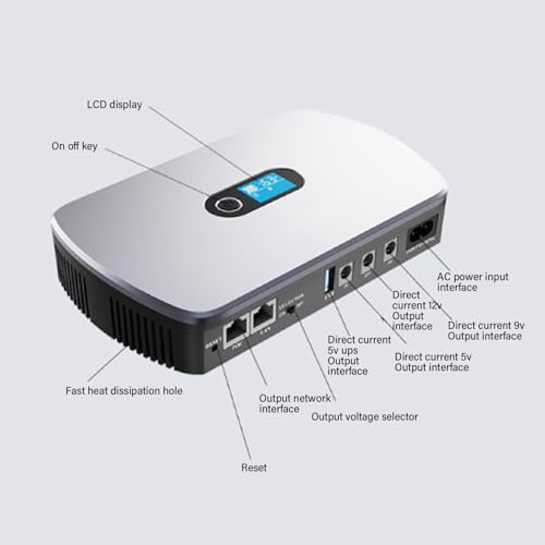 WALFRONT Portable Backup Battery Uninterruptible Power Supply Mini UPS Compact UPS Power Supply 8800mAh Multiple Outputs for Router Modem (US Plug)
