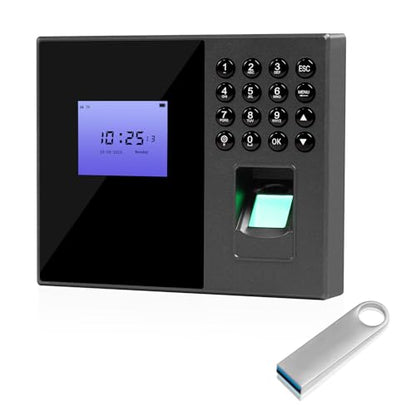 Biometric Time Clocks for Employees- No Monthly Fees - Time Punch Machine for Small Business - Fingerprint/Card/Password Attendance Systems with Power Plug - Easy Reporting