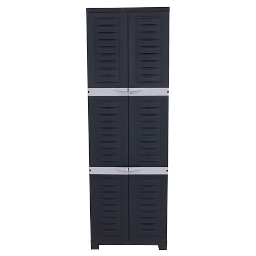 Sunnydaze 72" Garage Storage Cabinet with Locking Doors & Shelves, Shadow - color: Shadow, style: No Drawer - 72" H