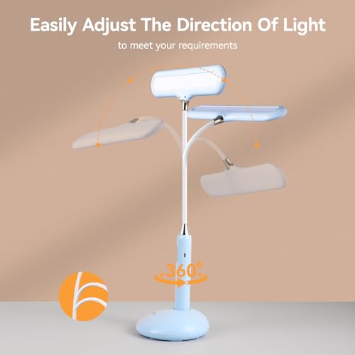 VAVOFO Wireless LED Desk Lamp 6778B - Touch Control, 2700-7000K Adjustable Color Temperature, 700 Lumens, 360° Gooseneck, USB-C Charging, 2.5 Hours Wireless Use, Eye-Caring Light (Blue) - color: Blue