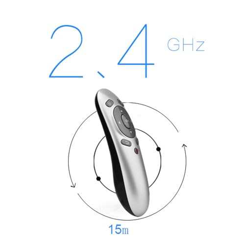 Wireless Presentation Clicker, 2.4GHz Remote Presenter with Gyroscope & 15M Range, Ergonomic Presentation Tool for Business Teaching Speech