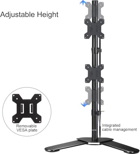 Suptek Dual LED LCD Monitor Stand up Free-Standing Desk Mount for 2 / Two Screens up to 32 inch Extra Tall 31.5 inch Pole Heavy Duty Fully Adjustable Stand Vertical Array (ML6802) - size: Dual Monitor Mount, style: Free standing