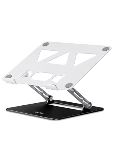 Aoviho Adjustable Laptop Stand for Desk,Portable Laptop Stand Holder and Riser,Foldable Aluminum Notebook Computer Stands for MacBook Air Pro HP Lenovo Dell Samsung, 10-15.6 inch (Silver-Gray-Black) - color: Silver-Gray-Black