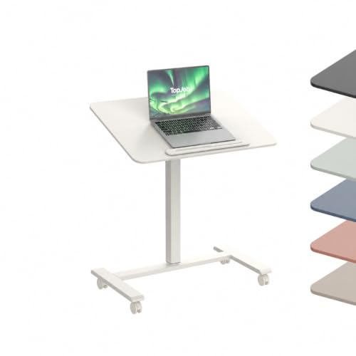 TopJob ANYDESK FOLD Mobile Standing Desk, Portable with Lockable Wheels, Foldable Stand Desk, Rolling Computer Workstations, Used for Home, Couch Side Table, Bedside Table in Bed Room Kitchen - color: Mist