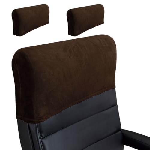 Stretch Office Chair Headrest Cover, Velvet Headrest Protector for Office Chairs, Head Rest Covers for High Back Computer Chairs, Furniture, Recliner Chair, 2 Pack, Dark Coffee - color: Velvet, Dark Coffee, size: 2 Pack